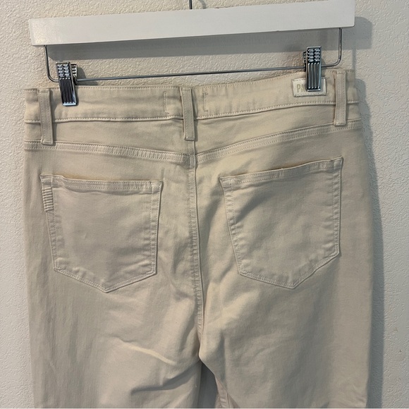 PAIGE Rory High Rise Cropped Flare Jeans Neutral Cream Raw Cut Off Hem Size 31 - Picture 6 of 15